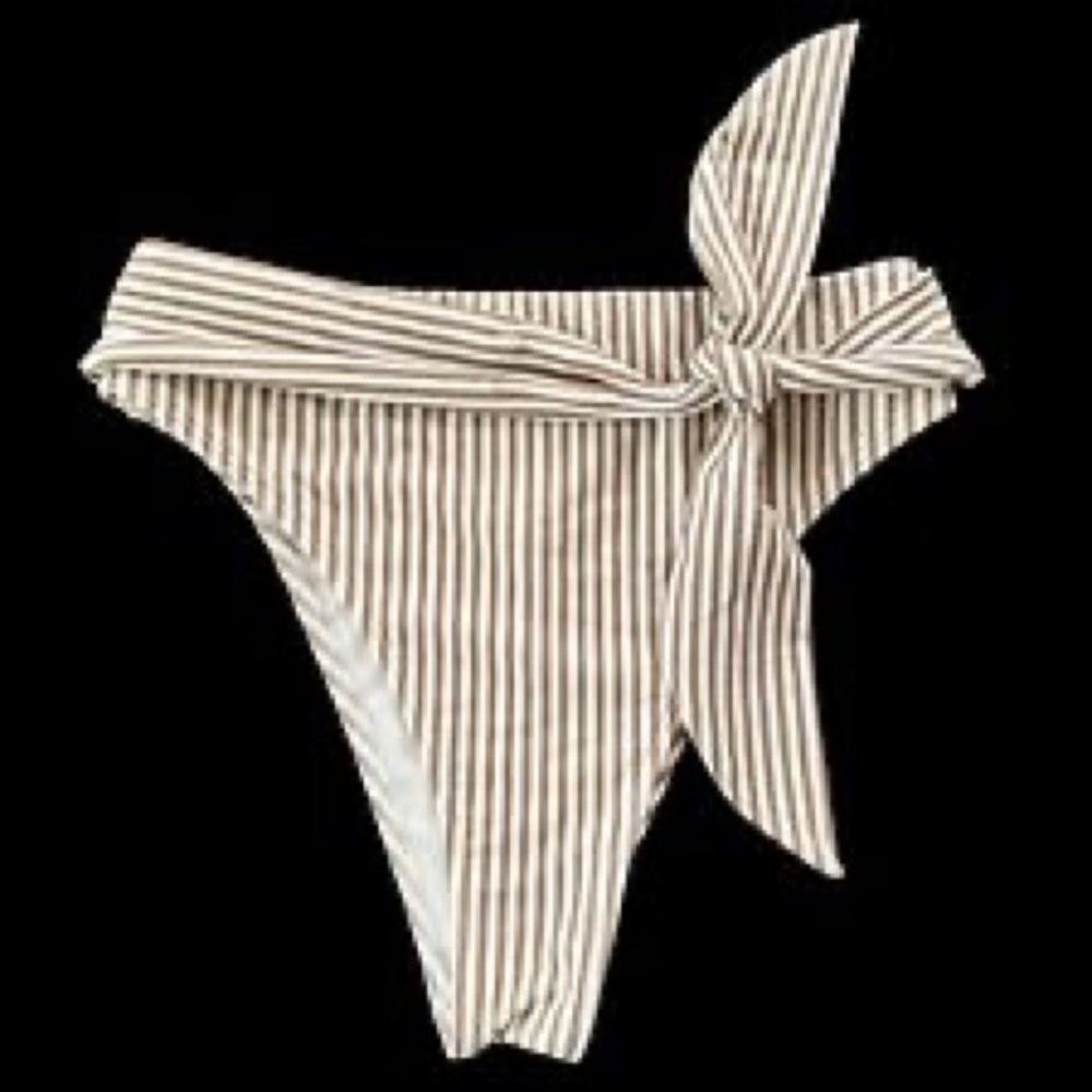 Abercrombie Tan and White Striped Tie, High Waist Bikini Bottoms